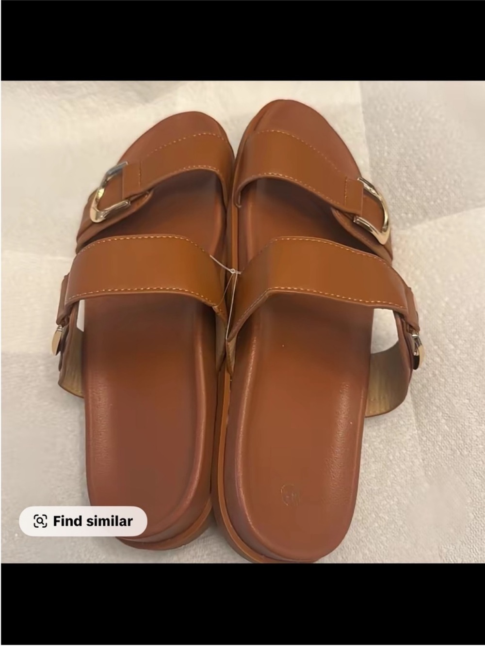 Women's Double-Buckle Slide Sandals in Tan